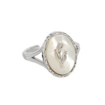 K s925 sterling silver ring ins temperament tulip shell geometric oval ring female open thumb200