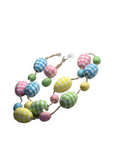 Easter Day 12 Multicolor Gingham Plaid Easter Eggs Garland 72 Inches Long - £19.99 GBP