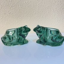 Set 2 Teal Green Indiana Glass Frogs Votive Candle Holder Tea light Made In USA - £11.07 GBP