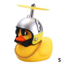 Car Ornament Duck with Helmet Broken Wind Small Yellow Duck Decoration Road Bike - £29.08 GBP