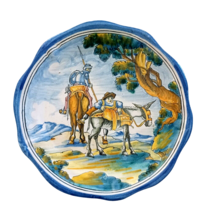 Talavera Niveiro (Spain) Hand Painted Plate - Don Quixote &amp; Sancho - £126.45 GBP