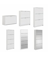 White Rectangular Shoe Storage Cabinet Organiser 1 2 3 4 5 Tilting Doors... - £86.78 GBP+