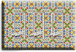 Tuscan Country Kitchen Tiles Look 3 Gfci Light Switch Plates Folk Art Room Decor - £13.37 GBP