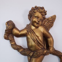 Vintage Universal Statuary Chicago Antique Gold Resin Cherub Angel Wall Hanging - £22.65 GBP