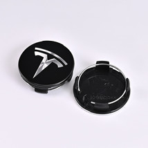 4 pcs 56mm Tesla Wheel Center Cap Black Silver emblem Hub caps - $17.99