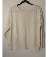 Talbots Womens Plus Petite Long Sleeve Tee 2XP 100% Pima Cotton Cream - $14.01