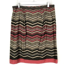 Ann Taylor LOFT Women Skirt Size 8 Brown Stripe Design Lined Zipper Norm... - £14.51 GBP