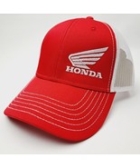 Honda Motorcycles Curved Bill Cap Hat Trucker Mesh Snapback Red &amp; White - $33.60 CAD