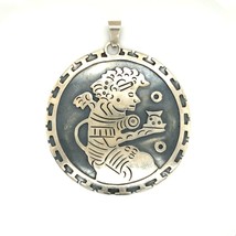 Vintage Sterling  925 CF Hecho en Mexico Aztec Mayan Medallion large Pendant - £99.22 GBP