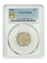 1890 5C PCGS MS66 - £1,669.44 GBP