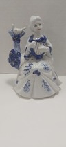 Made In Japan Blue Victorian Girl With Harp And Dove - £9.76 GBP