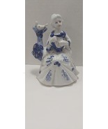 Made In Japan Blue Victorian Girl With Harp And Dove - £9.68 GBP