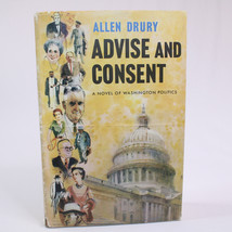 Vintage Advise And Consent By Allen Drury Hardcover Book With Dust Jacket 1959 - £22.27 GBP