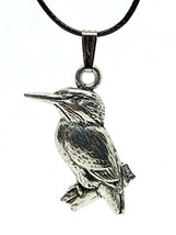 Kingfisher Bird Necklace Pendant Thin Cord (Pewter, Made in UK) - £4.97 GBP