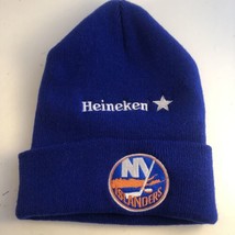 Vintage New York Islanders Heineken Beanie Hat NHL Blue Acrylic - £9.33 GBP