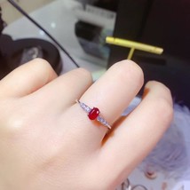 Best selling style natural pigeon blood ruby ring 925 silver women&#39;s ring simple - £59.76 GBP