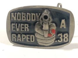 Vintage &quot;Nobody Ever Raped A .38&quot; Gun Indiana Metal Craft Belt Buckle Re... - £44.39 GBP
