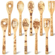 10 Piece Christmas Spatula Burned Spoons Wooden Christmas Kitchen Utensils Spoon - £22.38 GBP