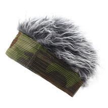 Saisifen Camouflage Mesh Headband Beanie Hat with Gray Hair - £12.02 GBP