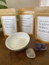 Set of 3 Insomniant Sleepy Bath Mineral Salts with Herbs, Handmade Herbal Spa - £14.85 GBP