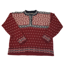 LL Bean Womens Wool Blend Three Button Holiday Henley Sweater Medium USA... - £23.66 GBP