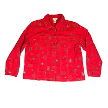 Graff by UM Company Jacket Womens Large Red Embroidery Button Front Coat... - $24.99
