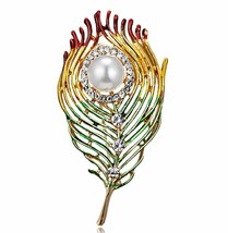 Stunning Vintage Look Gold plated Retro Feather Celebrity Brooch Broach Pin Z10 - £13.13 GBP