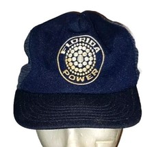 Vintage Florida Power Trucker Hat Snapback Hat Mesh Logo Made In USA Nav... - £19.65 GBP