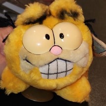 Vintage 1981 Garfield The Cat Yellow Plush Stuffed 6&quot; Stuck on you w/tags - £12.29 GBP