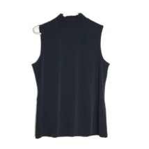 Susan Graver Mock Neck Blouse Shirt ~ Sz M ~ Black ~ Sleeveless ~ Stretchy - £17.66 GBP