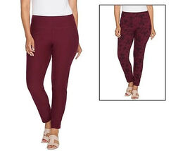 NEW Women with Control~Reversibles Ankle Pants~Merlot/Brocade~Size LARGE... - $24.74