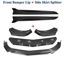 3Pcs Car Front Bumper Lip Spoiler Diffuser Body Kits+2Pcs Side Skirt Splitter CF - £57.05 GBP