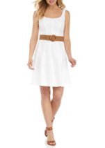 New Nine West White Cotton Flare Belted Dress Size 12 Size 14 Size 16 Size 18 - £40.01 GBP