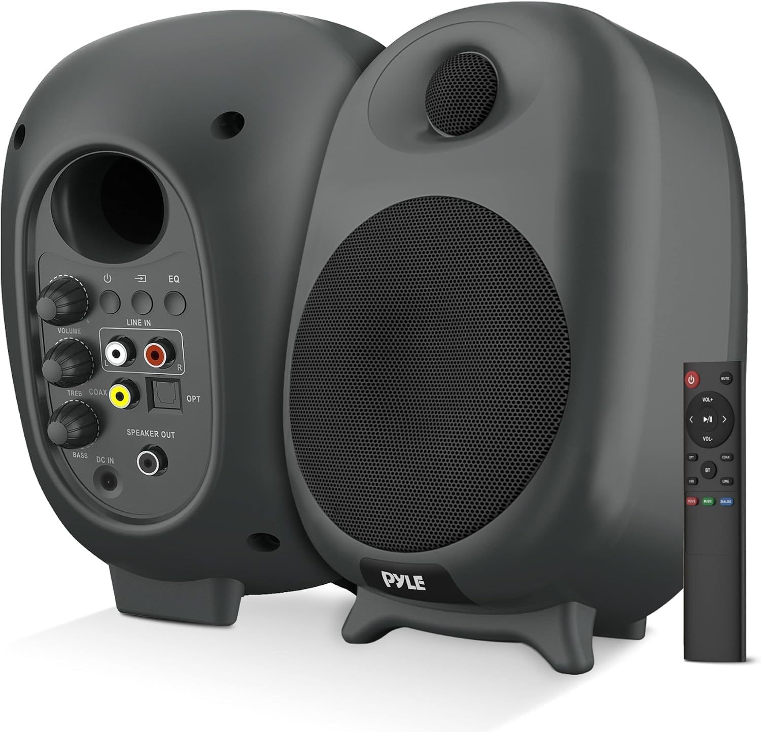 Pyle Powered Bookshelf Speakers- Bluetooth Studio Monitor Speaker Set,, 60 Watt  			