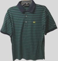 $9.99 Masters Collection Green Blue Stripes Golf Cotton Augusta Polo Shi... - $9.89