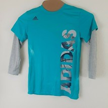 ADIDAS Boy&#39;s/ Girl&quot;s  Logo T shirt Turquoise  size L - £11.89 GBP