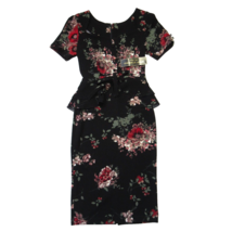 NWT Stop Staring! Vital in Black Floral Peplum Stretch Rockabilly Pinup Dress S - $108.90