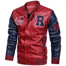 2021 Spring Men Embroidery Baseball Jacket Leather Bomber Jacket Academia Style  - £71.77 GBP