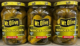 3 JARS Mount Olive Whole Sours Pickles 16 Oz  - £11.92 GBP
