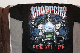 Choppers Ride Till I Die Skeleton Riding Motorcycle T-SHIRT Shirt - £8.93 GBP