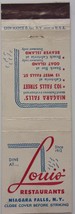 Vintage Louis Restaurants Niagra Falls N.Y. Empty Matchbook - $2.72 CAD