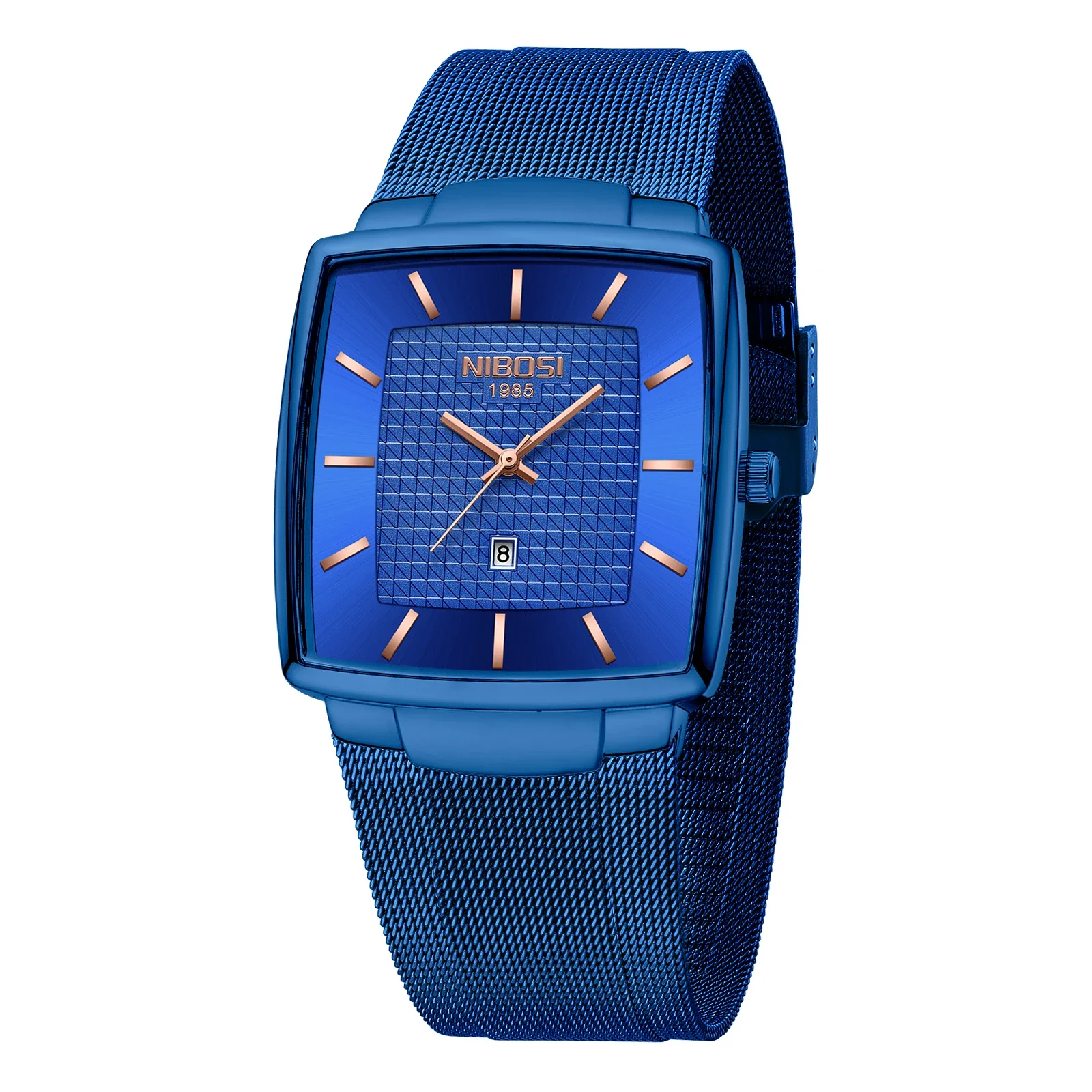 Mens Wristwatch Square Business Mesh Steel Luminous Luxury Watch Man Sim... - £30.10 GBP