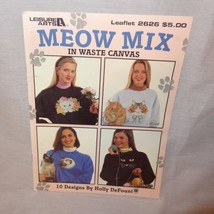Meow Mix Waste Canvas Cats Cross Stitch Patterns Leisure Arts Leaflet 2626 1994 - £8.64 GBP