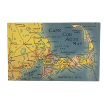 Vintage Cape Cod Driving Map Nantucket Driving Distances Buzzard Bay Tic... - $9.47