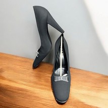 Beautiful PRADA Black Poplin Heel Pumps Shoes Size 39.5 IT / 9.5 US - $98.99