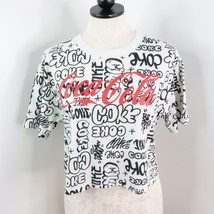 Coca-Cola Women&#39;s M Black &amp; White Coke Graffiti Print Casual Crop Top T-... - £11.79 GBP