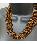 Vintage Seed Bead Necklace Copper Bronze 15 inch 38 cm Multistrand - £15.46 GBP