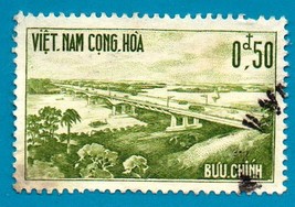 Used South Vietnam Stamp 1961 Inauguration of Saigon-Bien Hoa Motor Hwy Bridge - £2.35 GBP