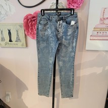 Azi jeans with silver foil in Blue with Silver - size 4 - $131.67