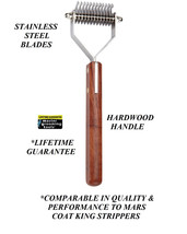 12 Blade Dog Coat Stripper Tool Stripping Hair Mat Breaker Wood Handle Rake King - £24.20 GBP